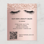 Schönheitssalon Rose Gold Glitzer Makeup QR-Code Flyer (Vorne)