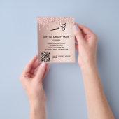 Schönheitssalon Rose Gold Glitzer Preis QR-Code Flyer (Gruppe)