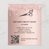 Schönheitssalon Rose Gold Glitzer Preis QR-Code Flyer (Vorne)