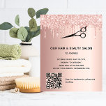 Schönheitssalon Rose Gold Glitzer Preis QR-Code Flyer<br><div class="desc">Ein goldener Hintergrund der Rose,  mit Glitzer-Tropfen und einer schwarzen Schere. Auf der Vorderseite: Der Text: Preisliste. Personalisieren Sie Ihren Namen und Ihre Adresse und fügen Sie diese hinzu. Erstellen Sie Ihren eigenen QR-Code,  indem Sie Ihre URL zu Ihrer Website oder zu Ihrem Social-Media-Konto hinzufügen. Zurück: Ihr Text,  Preise.</div>