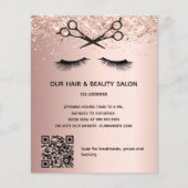 Schönheitssalon Rose Gold Glitzer QR-Code Flyer (Vorne)