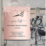 Schönheitssalon Rose Goldmedaille Glitzer Preislis Flyer<br><div class="desc">Ein goldener Hintergrund der Rose, mit Glitzer-Tropfen und einer schwarzen Schere. Auf der Vorderseite: Der Text: Preisliste. Personalisieren Sie Ihren Namen und Ihre Adresse und fügen Sie diese hinzu. Zurück: Ihr Text, Preise. Um die Swashes behalten, löschen Sie nur den Beispieltext, verlass die Leerzeichen oder Emoji's vor und nach dem...</div>