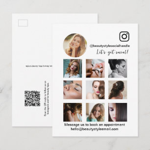 Schönheitssalon-Social-Media-Promotion mit QR-Code Postkarte