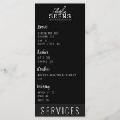 Schönheitssalon Treatment Menü Design Schwarz Menükarte (Vorderseite)