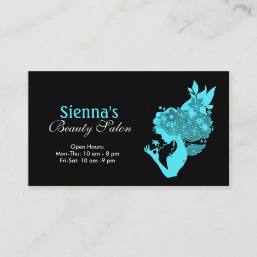 Schönheitssalon (Türkis) Visitenkarte (Vorderseite)