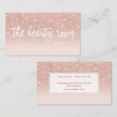 Schönheitssalon Typografie Rose Gold Glitzer rot Visitenkarte (Vorne/Hinten)