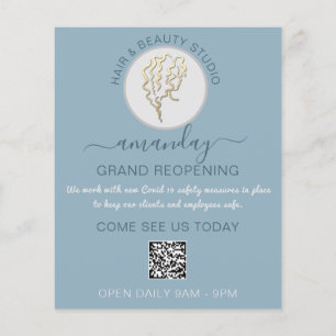 Schönheitssalon Wiedereröffnung Logo QR CODE Preis Flyer