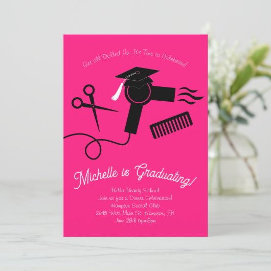 Schönheitsstipendium Party Friseur Stylist Einladung (Stehend Vorderseite)