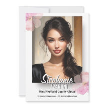 Schönheitswettbewerb Autogrammkarte Rosa Weiße Blu