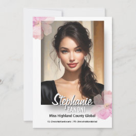 Schönheitswettbewerb Autogrammkarte Rosa Weiße Blu Einladung