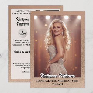 Schönheitswettbewerb Autogrammkarten Rose Gold Fol Einladung