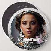 Schönheitswettbewerb-Button-Anstecker - Schwarzer Button (Vorne & Hinten)