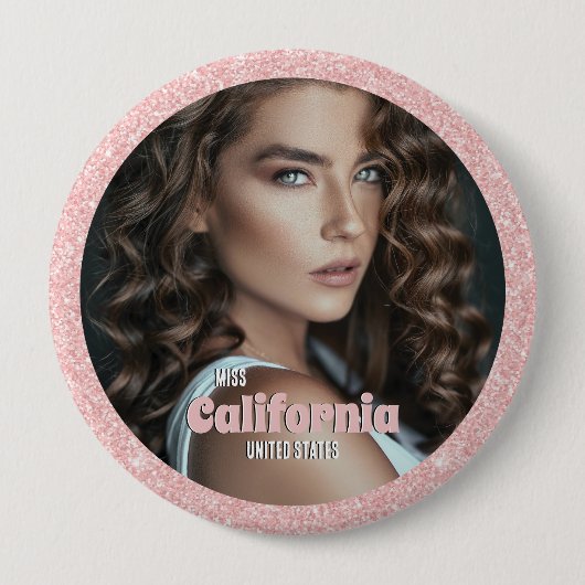 Schönheitswettbewerb-Button-Anstecknadel | Foto mi Button (Vorderseite)