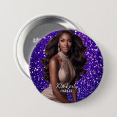 Schönheitswettbewerb-Button-Anstecknadel Lila Glit Button (Vorne & Hinten)