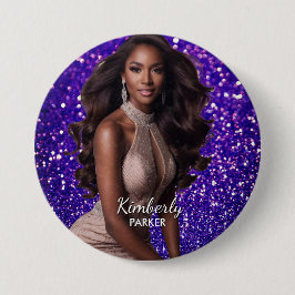 Schönheitswettbewerb-Button-Anstecknadel Lila Glit Button