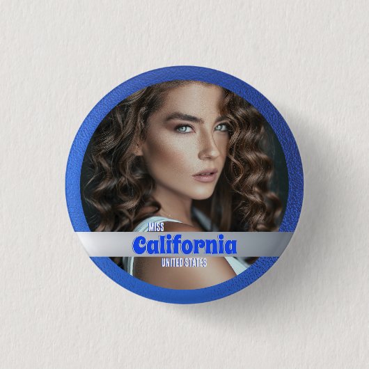Schönheitswettbewerb-Button | Königlich Blau Schim Button (Vorderseite)
