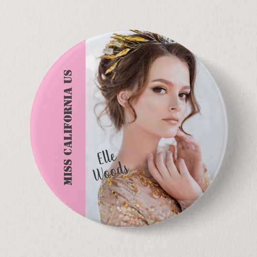 Schönheitswettbewerb-Button-Pin - Dunkler Text Button (Vorderseite)