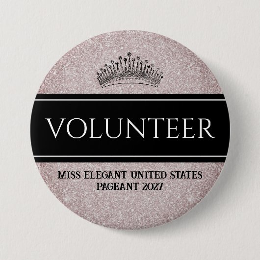 Schönheitswettbewerb-Button-Pin Glitter-Sash-Freiw Button (Vorderseite)