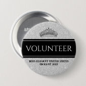 Schönheitswettbewerb Button Pin Silber Schärpe Fre (Vorne & Hinten)