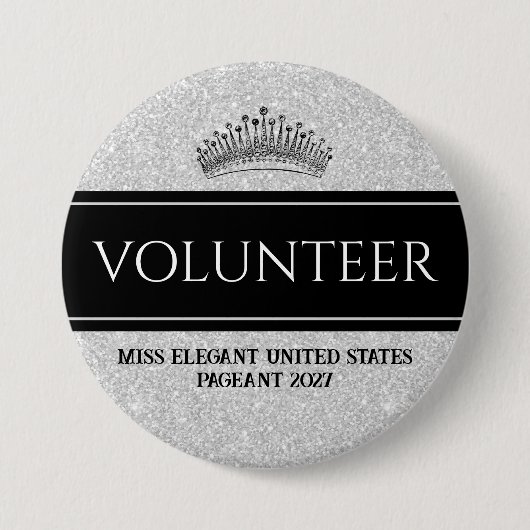 Schönheitswettbewerb Button Pin Silber Schärpe Fre (Vorderseite)