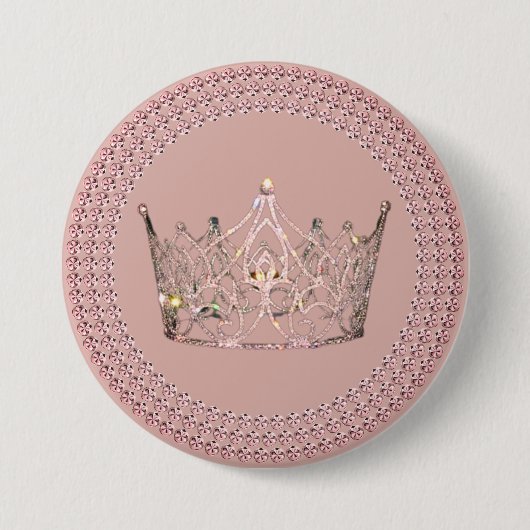 Schönheitswettbewerb-Kronen-Button - Rose Gold Gla Button (Vorderseite)