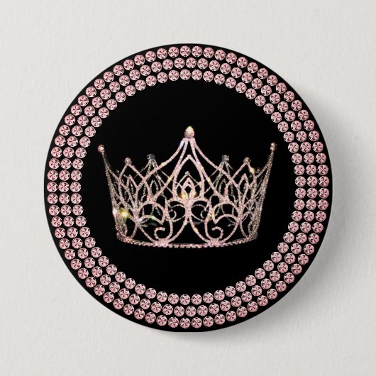 Schönheitswettbewerb-Kronen-Button - Rose Gold Gla Button (Vorderseite)