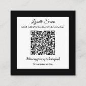 Schönheitswettbewerb Visitenkarte QR-Code-Schärpe (Rückseite)