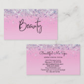 *~* SCHÖNHL Hologramm Holograph Rosa Glitzer Visitenkarte (Vorne/Hinten)
