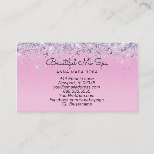 *~* SCHÖNHL Hologramm Holograph Rosa Glitzer Visitenkarte (Rückseite)