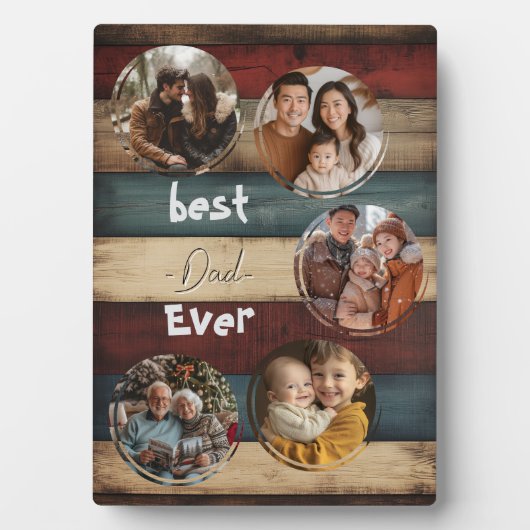 schönster Papa je mit Holzhintergrund Fotoplatte (Vorderseite)