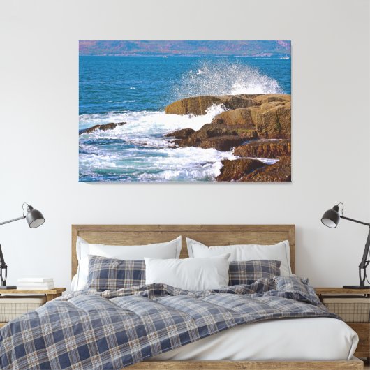 Schoodic Splash Wrapped Canvas Triptych Leinwanddruck (Insitu (Schlafzimmer))