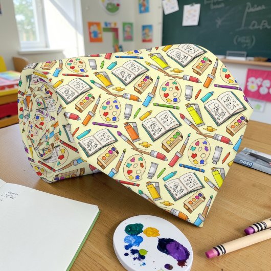 School Art Teacher Pattern Necktie Tie Krawatte