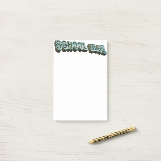 School Bluz-3D Post-it Klebezettel (Auf Schreibtisch)