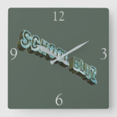 School Bluz-3D Quadratische Wanduhr (Vorderseite)