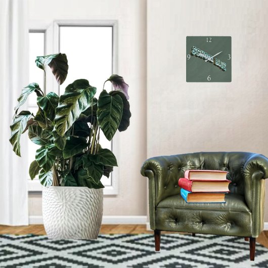 School Bluz-3D Quadratische Wanduhr