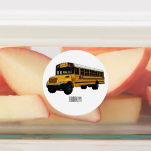 School bus cartoon illustration etiketten