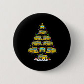 School Bus Christmas Tree Funny Santa Bus Driver P Button (Vorderseite)