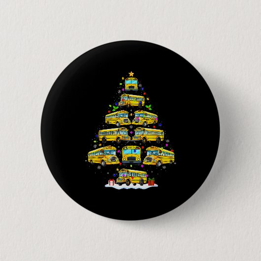 School Bus Christmas Tree Funny Santa Bus Driver P Button (Vorderseite)