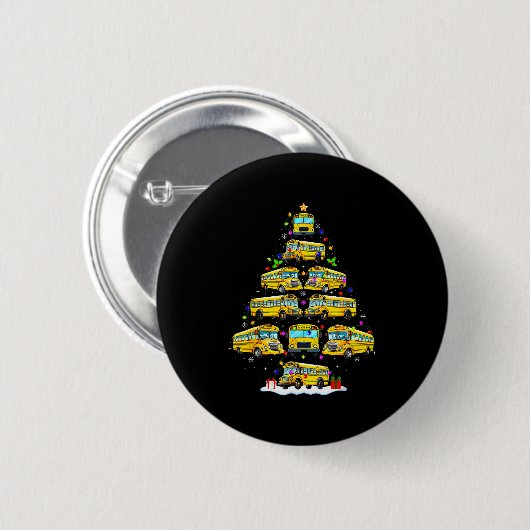 School Bus Christmas Tree Funny Santa Bus Driver P Button (Vorne & Hinten)