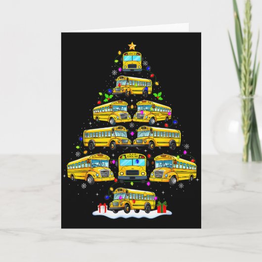 School Bus Christmas Tree Funny Santa Bus Driver P Karte (Vorderseite)