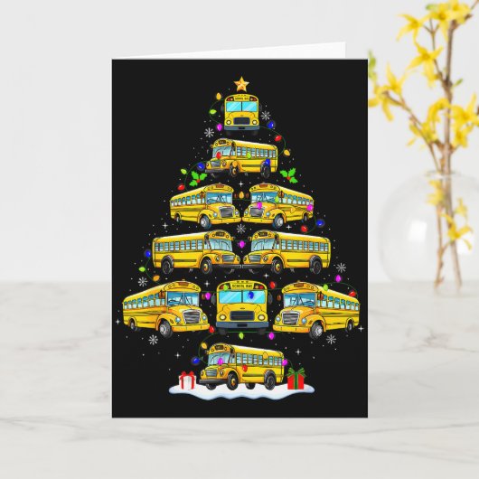 School Bus Christmas Tree Funny Santa Bus Driver P Karte (Gelbe Blume)