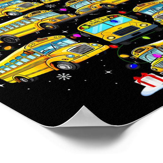 School Bus Christmas Tree Funny Santa Bus Driver P Poster (Ecke)