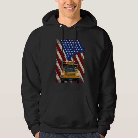 School Bus Driver America Flag Patriotic Bus Drivi Hoodie (Vorderseite)