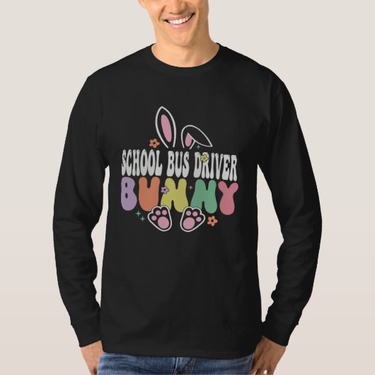 School Bus Driver Bunny Easter Day Groovy Family M T-Shirt (Vorderseite)