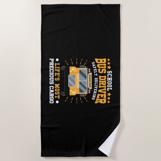 School Bus Driver Safely Delivering Strandtuch (Vorderseite)