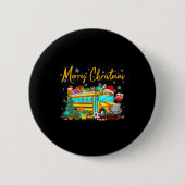 School Bus Driver Santa Hat Merry Christmas Tree M Button (Vorderseite)