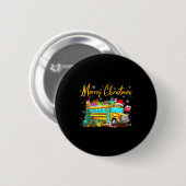 School Bus Driver Santa Hat Merry Christmas Tree M Button (Vorne & Hinten)