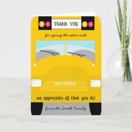 school Bus driver thank you gift volunteer Karte (Vorderseite)