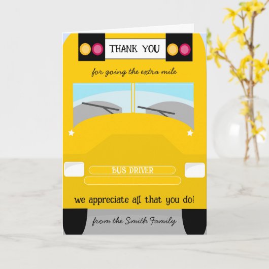 school Bus driver thank you gift volunteer Karte (Gelbe Blume)