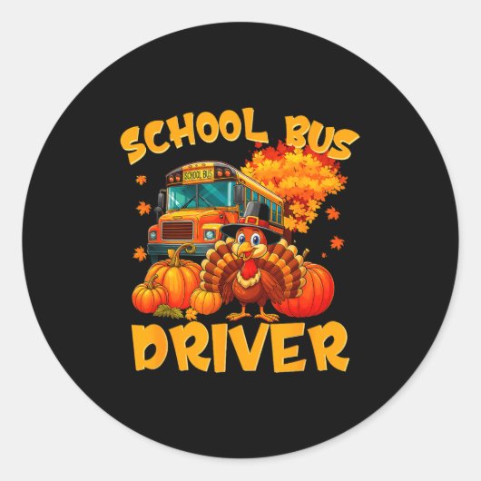 School Bus Driver Turkey Thanksgiving Gift Runder Aufkleber (Vorderseite)